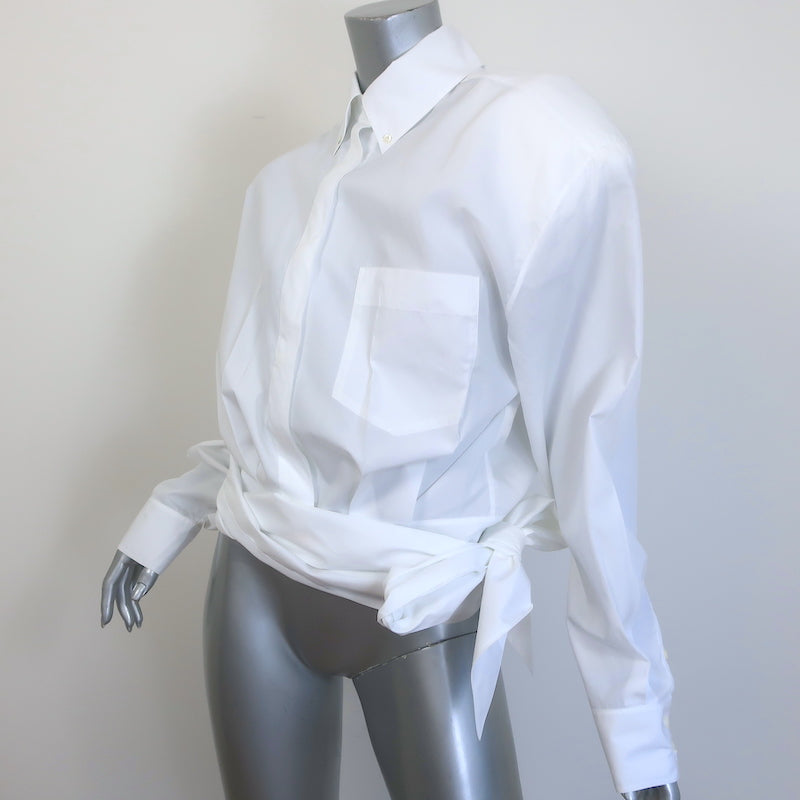 Alexandre Vauthier Button Down Wrap Shirt White Size 38 Padded Shoulder Top