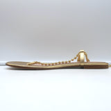 Gianvito Rossi Soleil Beaded Ankle Wrap Thong Sandals Gold Leather Size 40