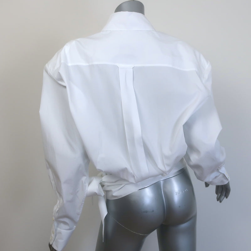 Alexandre Vauthier Button Down Wrap Shirt White Size 38 Padded Shoulder Top
