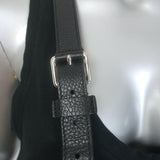 Gucci GG Monogram Double Buckle Flap Messenger Bag Black Nylon