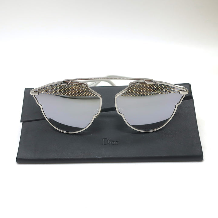 Christian Dior DiorSoRealS Studded Mirrored Brow Bar Sunglasses White 85LDC 59mm