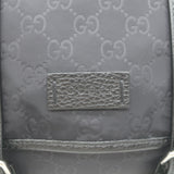Gucci GG Monogram Double Buckle Flap Messenger Bag Black Nylon