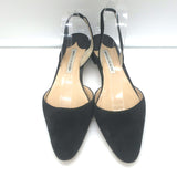Manolo Blahnik Aspro Slingback Pumps Black Suede Size 42 Pointed Toe Block Heel