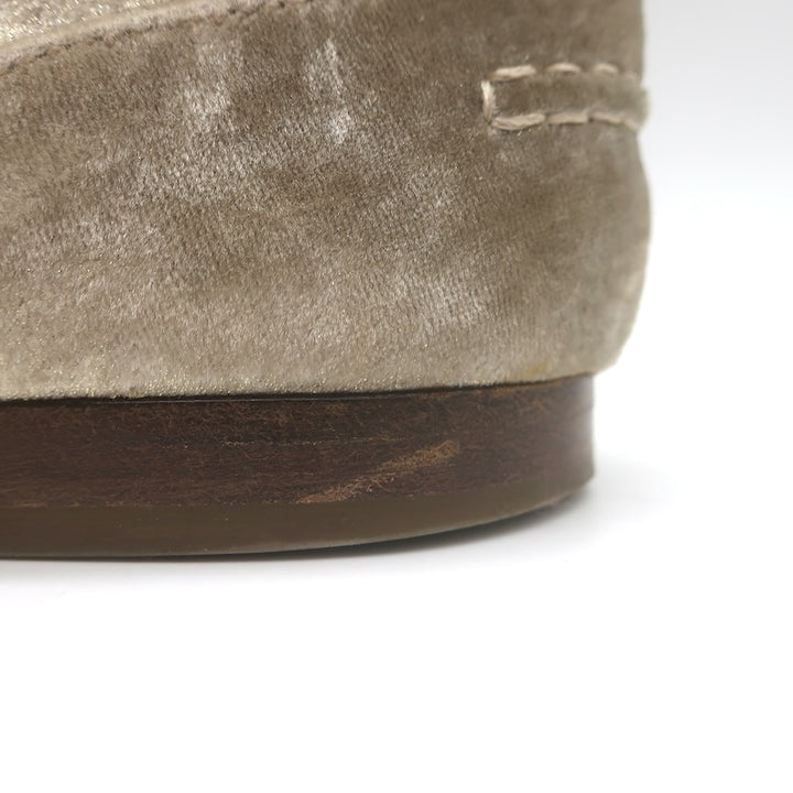 Brunello Cucinelli Monili-Beaded Velvet Loafers Metallic Beige Size 41/ US 10.5