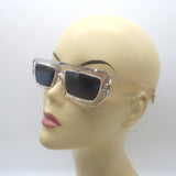 SEE 4490 Rectangular Sunglasses Crystal Clear/Blue 56mm