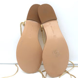 Gianvito Rossi Soleil Beaded Ankle Wrap Thong Sandals Gold Leather Size 40