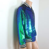 Libertine Sequin Bomber Jacket Blue/Green Size Small