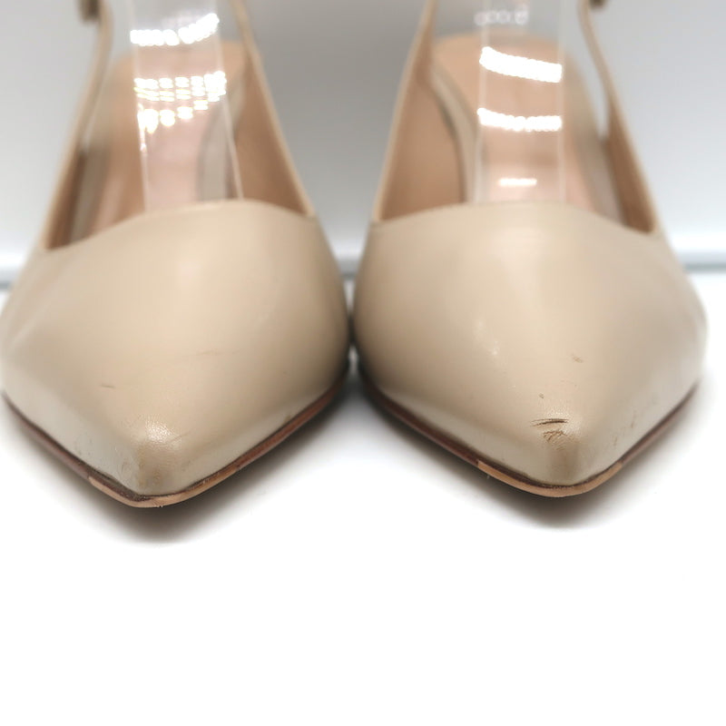 Gianvito Rossi Agata 85 Slingback Pumps Nude Leather Size 41 Pointed Toe Heels