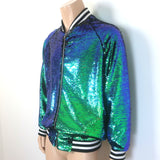 Libertine Sequin Bomber Jacket Blue/Green Size Small