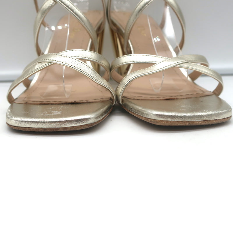 Christian Dior Rhodes Swirl Heel Sandals Gold Metallic Leather Size 36
