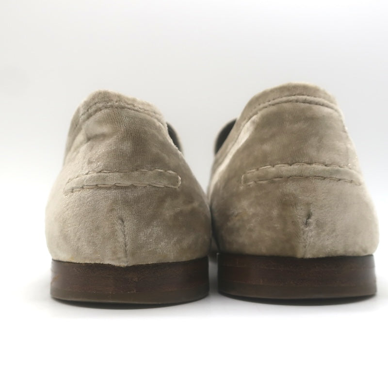Brunello Cucinelli Monili-Beaded Velvet Loafers Metallic Beige Size 41/ US 10.5