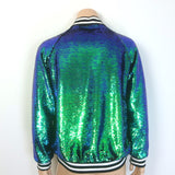 Libertine Sequin Bomber Jacket Blue/Green Size Small