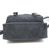 Gucci GG Monogram Double Buckle Flap Messenger Bag Black Nylon