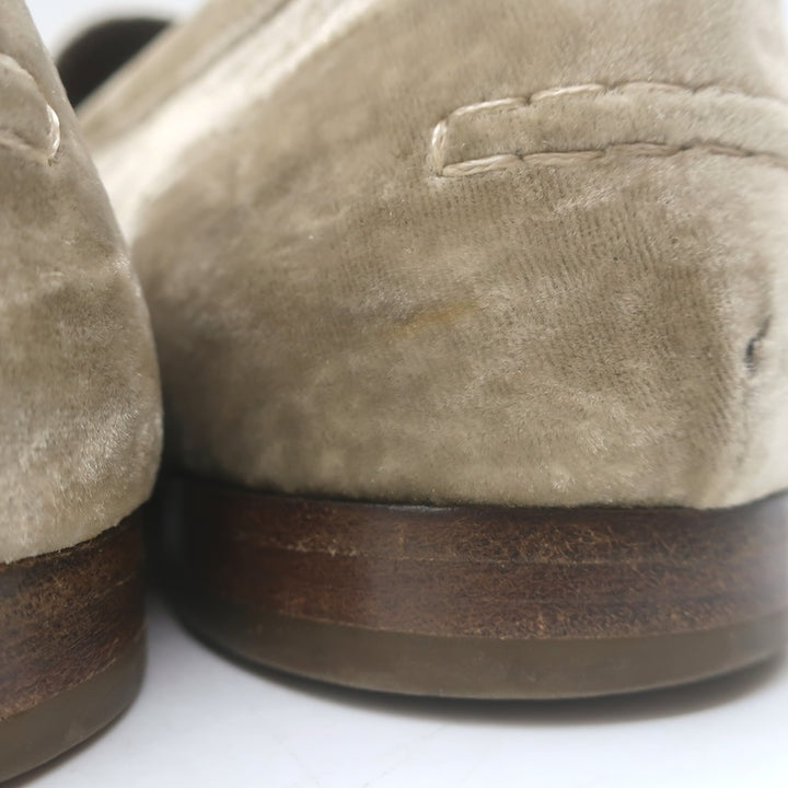 Brunello Cucinelli Monili-Beaded Velvet Loafers Metallic Beige Size 41/ US 10.5
