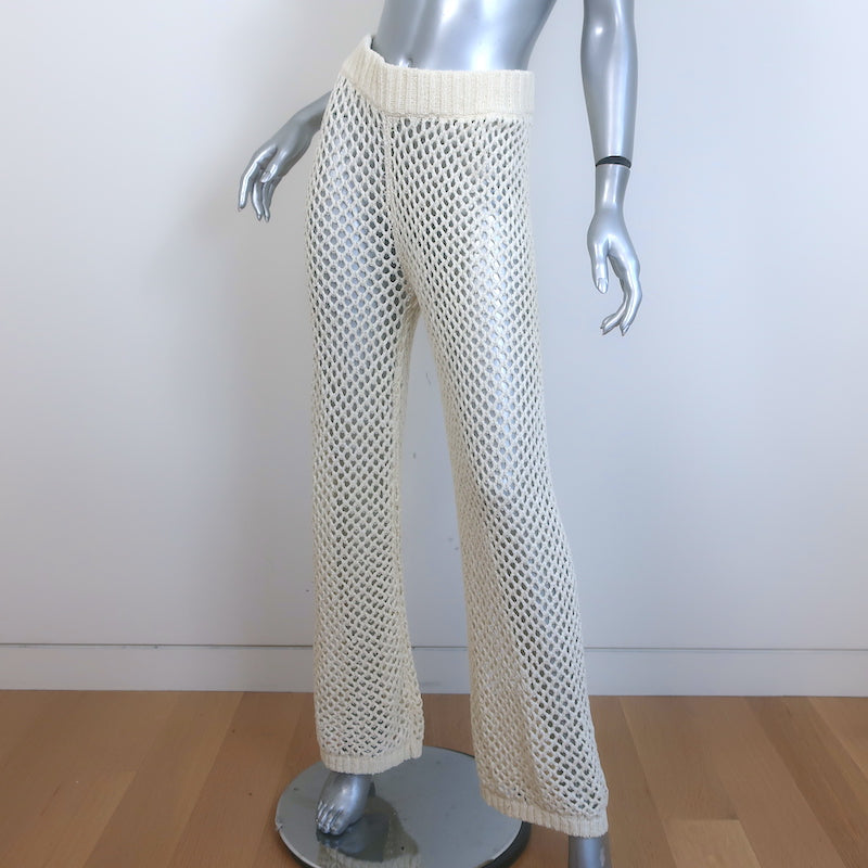 Monday Swimwear Athens Crochet Pants Ivory Cotton-Blend Size Small NEW