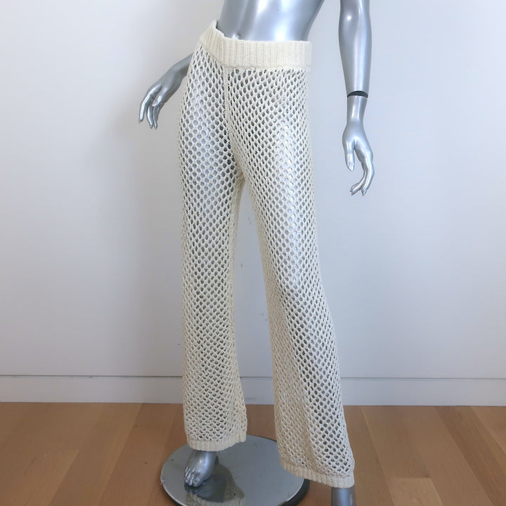Monday Swimwear Athens Crochet Pants Ivory Cotton-Blend Size Small NEW
