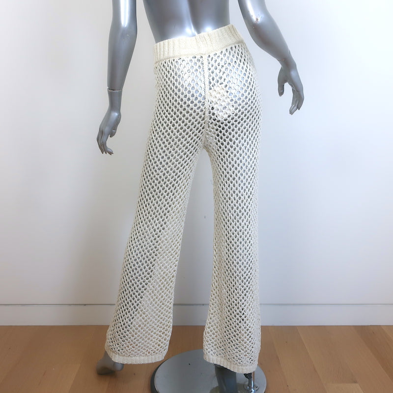 Monday Swimwear Athens Crochet Pants Ivory Cotton-Blend Size Small NEW