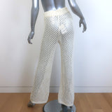 Monday Swimwear Athens Crochet Pants Ivory Cotton-Blend Size Small NEW