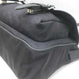 Gucci GG Monogram Double Buckle Flap Messenger Bag Black Nylon