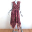 Ulla Johnson Asymmetric Midi Dress Aurelie Bordeaux Silk-Blend Fil Coupe Size 6