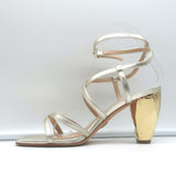 Christian Dior Rhodes Swirl Heel Sandals Gold Metallic Leather Size 36