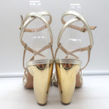 Christian Dior Rhodes Swirl Heel Sandals Gold Metallic Leather Size 36