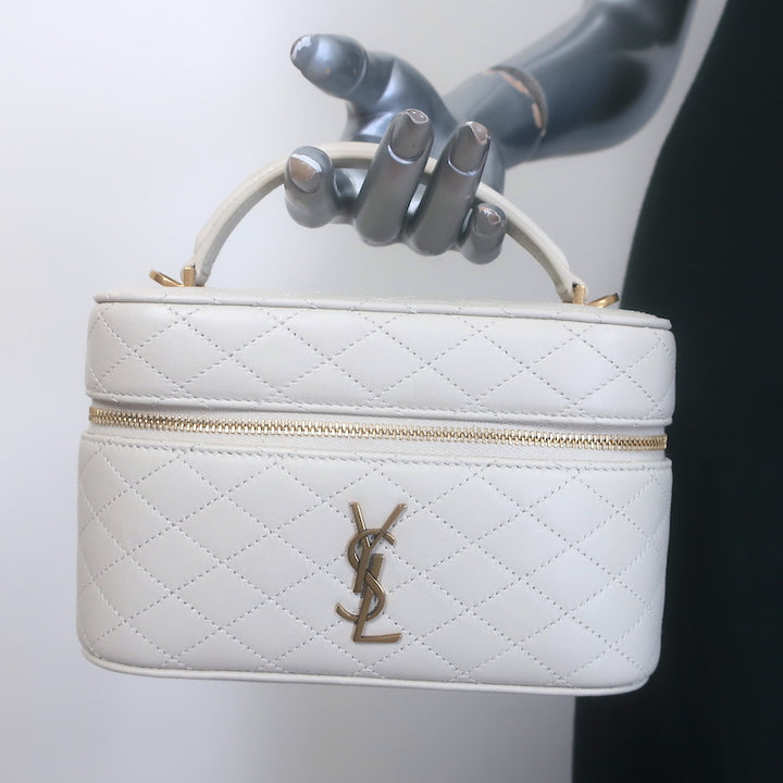 Saint Laurent Gaby Vanity Bag Ecru Quilted Leather Mini Crossbody