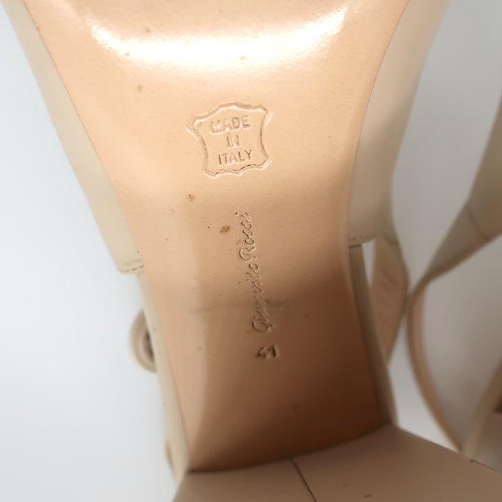 Gianvito Rossi Agata 85 Slingback Pumps Nude Leather Size 41 Pointed Toe Heels