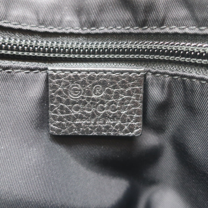 Gucci GG Monogram Double Buckle Flap Messenger Bag Black Nylon
