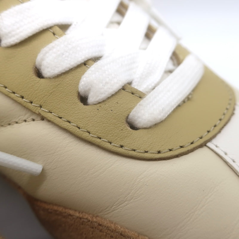 Chloe Kick Quilted Low Top Sneakers Ecru Leather &amp; Camel Suede Size 41 / US 10.5
