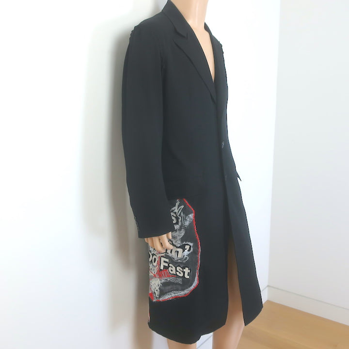 Yohji Yamamoto Pour Homme 17AW Times Are Changin Coat Black Wool Size 3