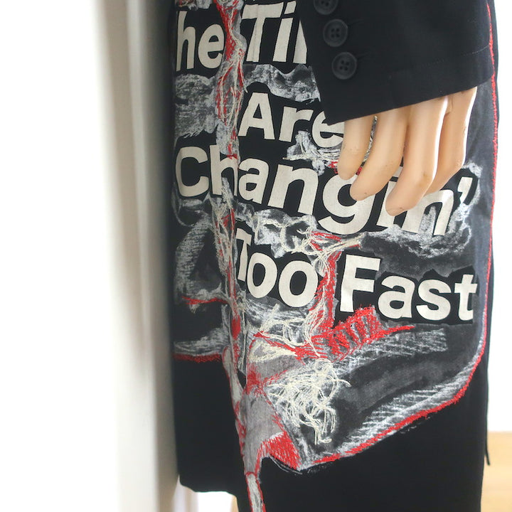 Yohji Yamamoto Pour Homme 17AW Times Are Changin Coat Black Wool Size 3
