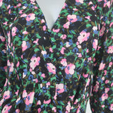 Veronica Beard Mini Dress Naomi Black Floral Print Pleated Silk Size 6