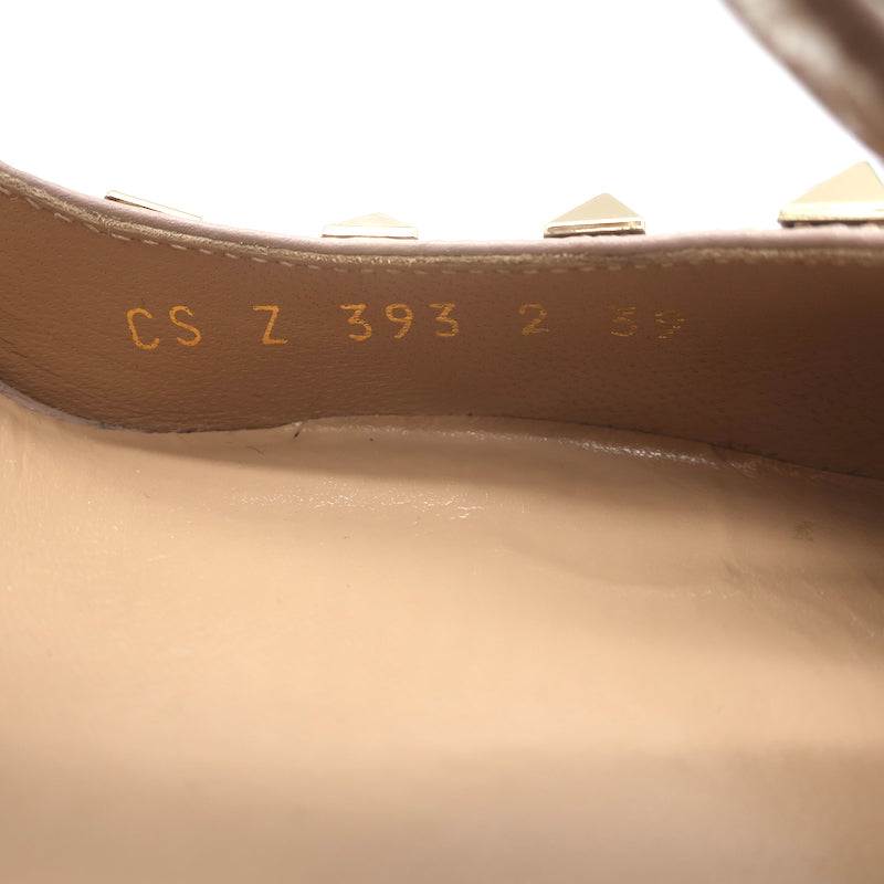 Valentino Rockstud T-Strap Pointed Toe Pumps Poudre Leather &amp; Patent Size 39