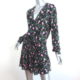 Veronica Beard Mini Dress Naomi Black Floral Print Pleated Silk Size 6