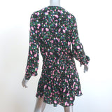 Veronica Beard Mini Dress Naomi Black Floral Print Pleated Silk Size 6