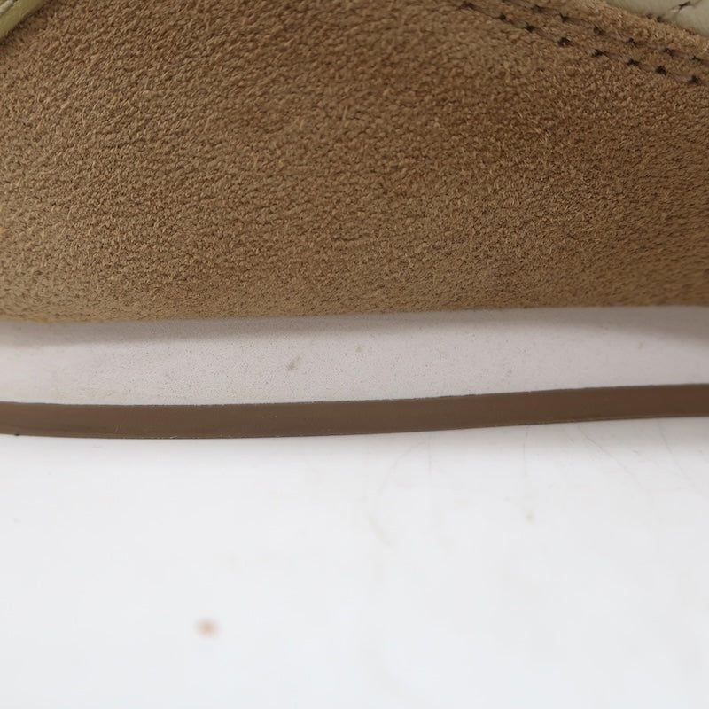 Chloe Kick Quilted Low Top Sneakers Ecru Leather &amp; Camel Suede Size 41 / US 10.5