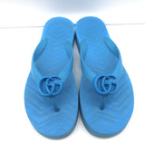 Gucci Pascar GG Marmont Platform Flip Flop Sandals Blue Size 38