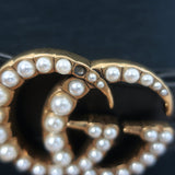 Gucci Pearl GG Marmont Belt Black Leather Size 90 US 36