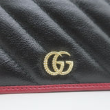 Gucci Torchon GG Marmont Card Case Wallet Black Diagonal Matelasse Leather