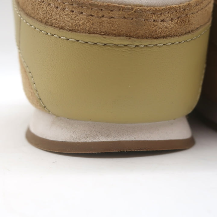 Chloe Kick Quilted Low Top Sneakers Ecru Leather &amp; Camel Suede Size 41 / US 10.5