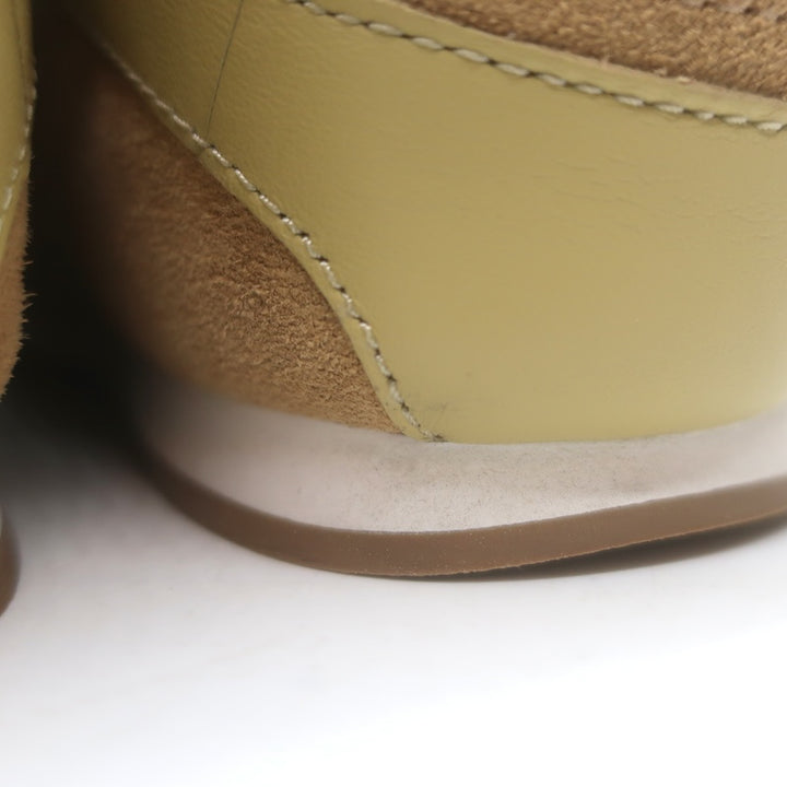 Chloe Kick Quilted Low Top Sneakers Ecru Leather &amp; Camel Suede Size 41 / US 10.5