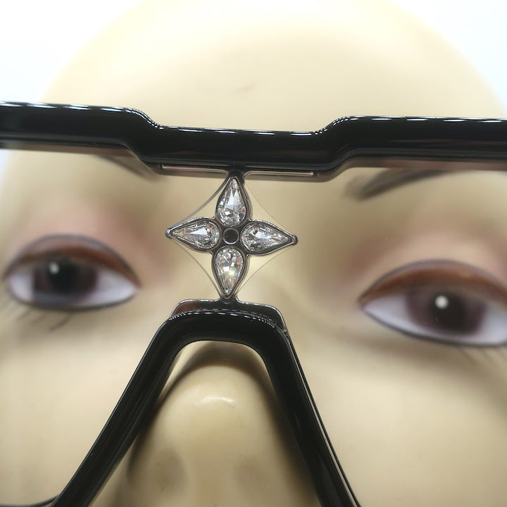 Louis Vuitton Swarovski Crystal Cyclone Glasses Black/Clear Z1790E 7MX NEW