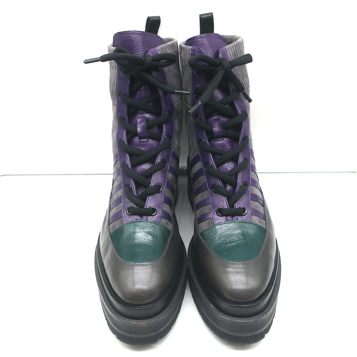 Pierre Hardy Platform Lace-Up Ankle Boots Nevada Gray Suede &amp; Leather Size 41