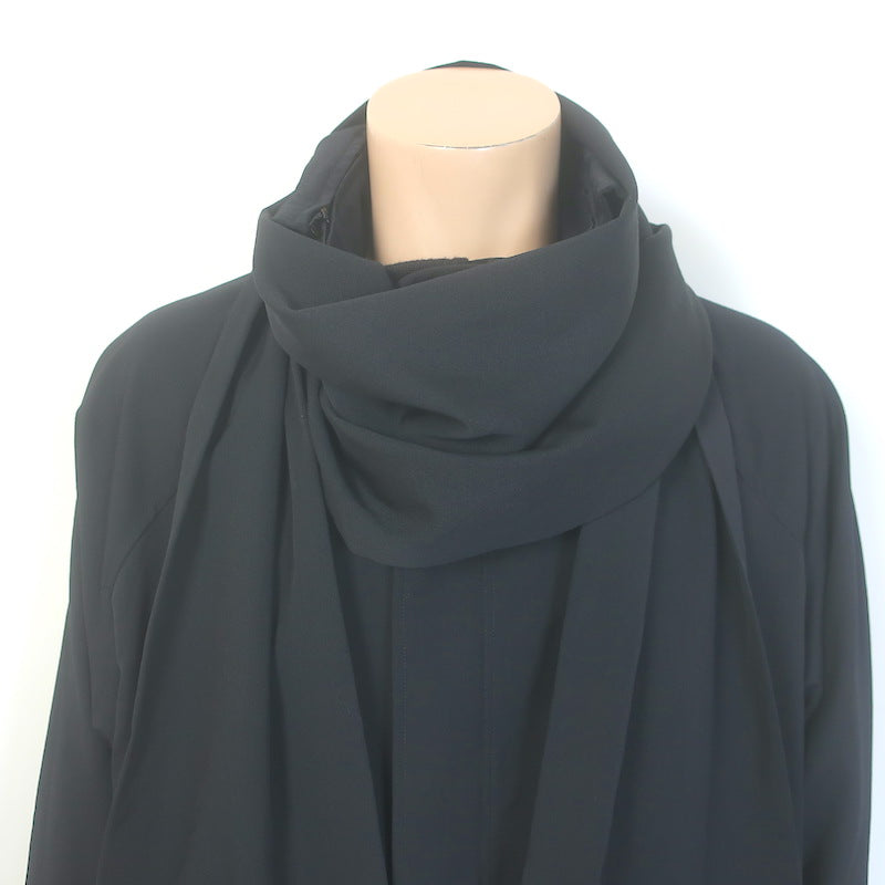 Yohji Yamamoto Pour Homme Scarf Coat Black Wool Size 4