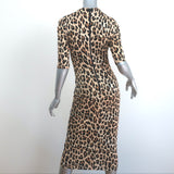 Alice + Olivia Fitted Midi Dress Delora Leopard Print Stretch Jersey Size 6 NEW