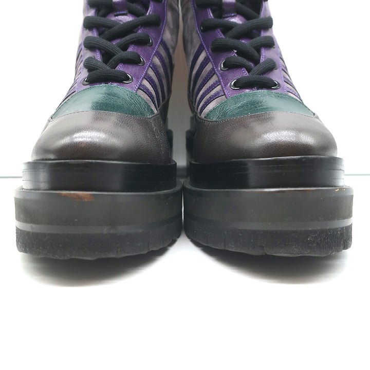Pierre Hardy Platform Lace-Up Ankle Boots Nevada Gray Suede &amp; Leather Size 41
