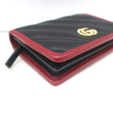Gucci Torchon GG Marmont Card Case Wallet Black Diagonal Matelasse Leather