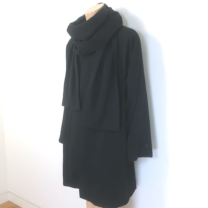 Yohji Yamamoto Pour Homme Scarf Coat Black Wool Size 4