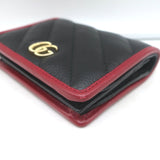 Gucci Torchon GG Marmont Card Case Wallet Black Diagonal Matelasse Leather